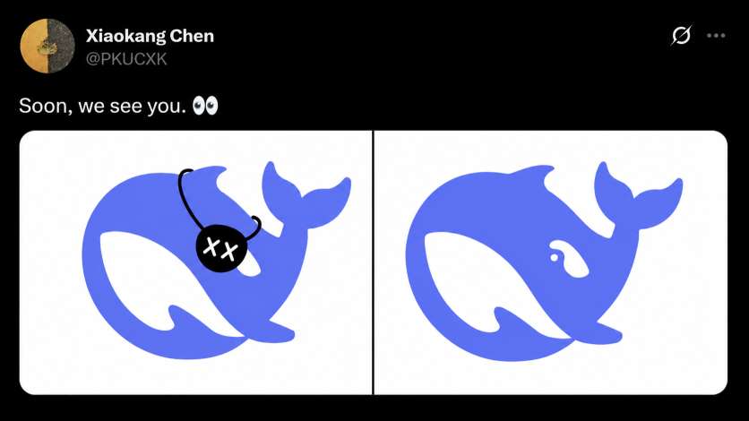 Tweet by XiaoKang Chen from the DeepSeek team announcing that DeepSeek Vision is coming soon?